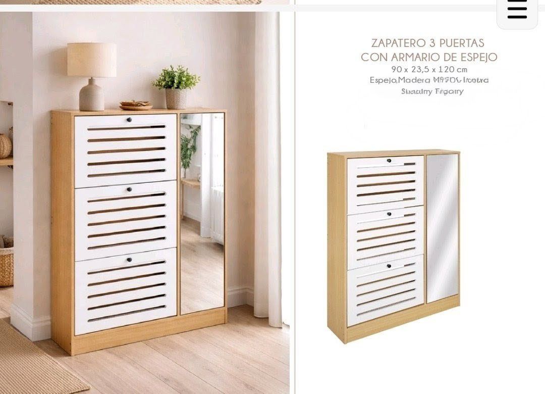 10772- Zapatero 3 Puertas con armario de espejo